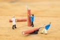Concept miniature people working on Firecracker Royalty Free Stock Photo