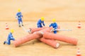 Concept miniature people working on Firecracker Royalty Free Stock Photo