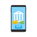 Concept for mobile banking and online payment. Vector flat illustration Royalty Free Stock Photo
