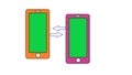 Concept mobile phone for relationship. Mobile phones with green screen