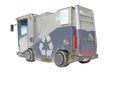 Concept modern blue garbage truck for city back view 3d render on white background no shadow