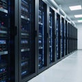 Modern data center with multiple server racks