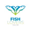 The concept of a modern and minimalist fish lovers logo.