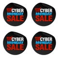 Concept modern stickers cyber monday sale 15%, 25%, 35%, 45% off