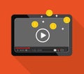 Concept of monetization of the video. Making money on video content. Vector illustration