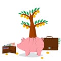 Concept money saving - pig tree Royalty Free Stock Photo