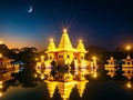 Moonlit Majesty Golden Temples Illuminated in Diwali Splendor.AI Generated