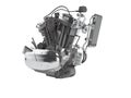 Concept motorcycle engine with radiator with gearbox 3d render on white background no shadow