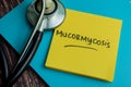 Concept of Mucormycosis write on sticky notes isolated on Wooden Table Royalty Free Stock Photo