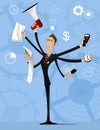 Concept of multitasking businessman