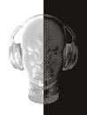 Concept music. An abstract vector for man listening music with headphones. Artistic outline design. Vector illustration