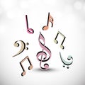 Concept of musical sign in different color.