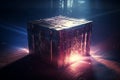 Mysterious pandora box opening with rays of light, high contrast image, ( 3d rendering, illustration ). Generative AI