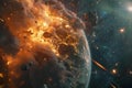 A massive meteor crashes into the Earth causing widespread destruction and chaos. Concept Natural