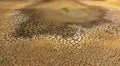 The concept of natural drought of the environment on Earth: dry soil, cracked soil with soil erosion Becomes red that is not Royalty Free Stock Photo