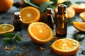 Promoting natural remedies and healthy living through oranges and essential oils. Concept Natural