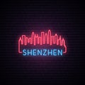 Concept neon skyline of Shenzhen city.