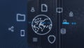 Concept of network globe surrounded with online services icons