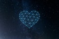 Concept of neural network with heart on the space background. Artificial intelligence, machine and deep learning, neural networks Royalty Free Stock Photo