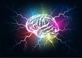 Concept of neuroplasticity, brain learning ability development in futuristic glowing style Royalty Free Stock Photo
