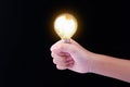 Concept of new idea and innovation with light bulbs. Royalty Free Stock Photo