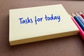 Concept. Note with words Tasks for today Royalty Free Stock Photo