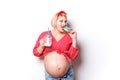 Concept of nutrition during pregnancy, junk food is not admissible Royalty Free Stock Photo