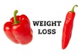 Concept of obesity and weight loss. Thick fat and thin pepper as example of people figure Royalty Free Stock Photo