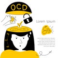 Concept of OCD symptoms with the women has fear and intrusive thoughts for lock, ON or OFF and obsessive wash hands