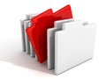 Concept office document paper folders with red one Royalty Free Stock Photo