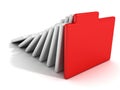 Concept office document paper folders with red one Royalty Free Stock Photo