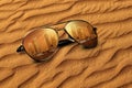 Concept Old Dubai Sand & New Dubai Reflections on Sunglasses Royalty Free Stock Photo