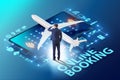 Concept of online airtravel booking with businessman Royalty Free Stock Photo