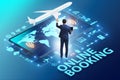 Concept of online airtravel booking with businessman Royalty Free Stock Photo