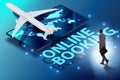 Concept of online airtravel booking with businessman Royalty Free Stock Photo
