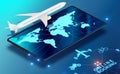 Concept of online airtravel booking - 3d rendering Royalty Free Stock Photo