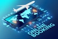 Concept of online airtravel booking - 3d rendering Royalty Free Stock Photo