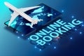 Concept of online airtravel booking - 3d rendering Royalty Free Stock Photo