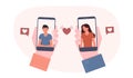 Concept of online dating app. People looking for a couple. Social media. Virtual relationship.