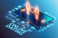 Concept of online dating and matching - 3d rendering