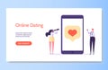 Concept of online dating, virtual relationship and social networking