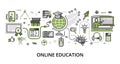 Concept of Online Education, modern flat line design vector illustration