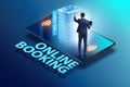 Concept of online hotel booking with businessman