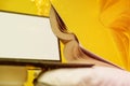 Concept of online learning and working remotely with open books in yellow colors Royalty Free Stock Photo