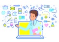 Concept of Online medical consultation. Doctor giving online consultation. Royalty Free Stock Photo