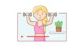 Concept Of Online Personal Trainer. Woman Athlete Practicing And Recording A Vlog Of Exercising With Dumbells. Video Of Royalty Free Stock Photo