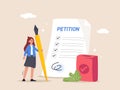 Concept of Online petition. Petition form. Making choice, balloting Paper, democracy. People signing and spreading Royalty Free Stock Photo