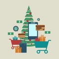 Concept of online shop, e-commerce store, internet shop . christ Royalty Free Stock Photo