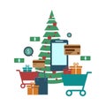 Concept of online shop, e-commerce store, internet shop . christ Royalty Free Stock Photo