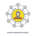 Concept of online training people - knowledge, courses, e-learning. Royalty Free Stock Photo